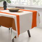 Retro 70s Minimalist Mid Century Modern Piquet Abstract in 1970s Brown and Orange Tones Tablecloth Gallery Image 3