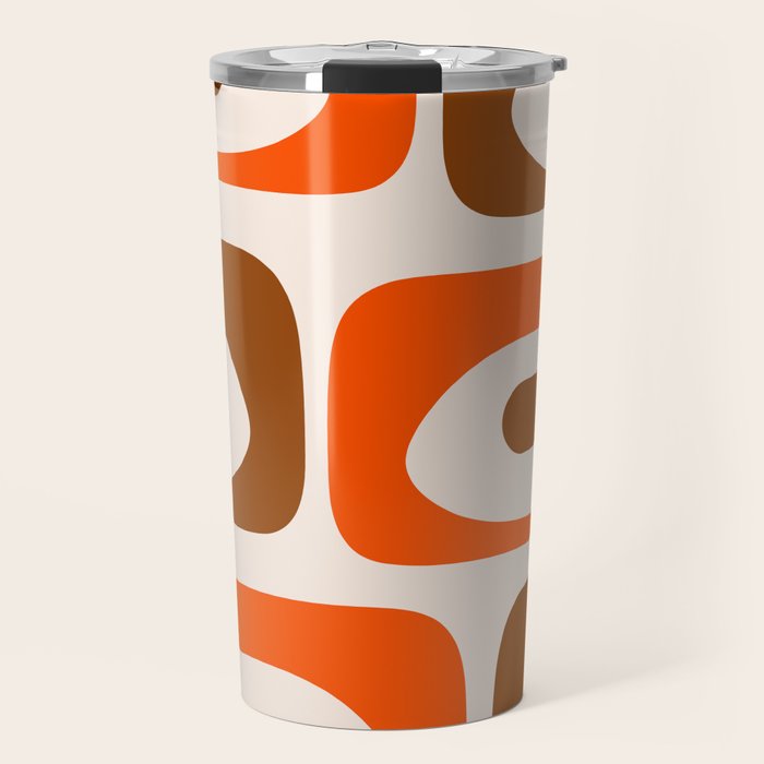Retro 70s Minimalist Mid Century Modern Piquet Abstract in 1970s Brown and Orange Tones Travel Mug Gallery Image 1