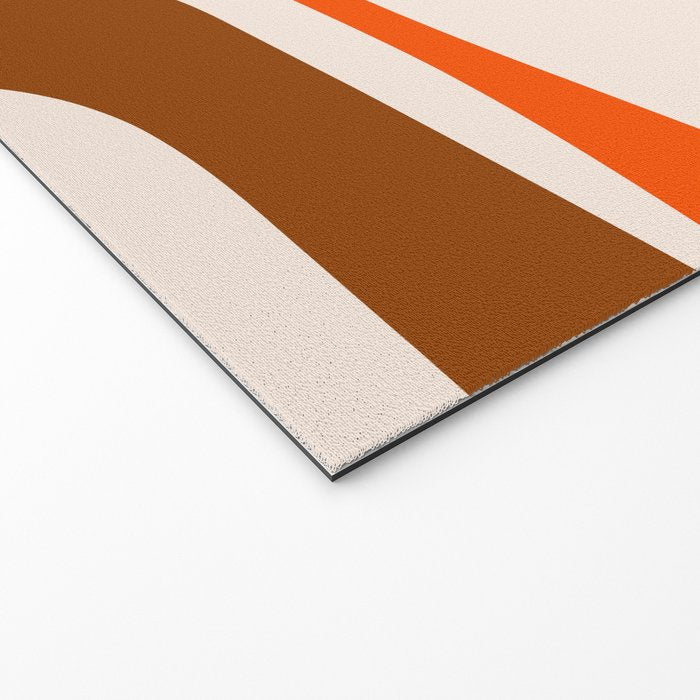 Retro 70s Minimalist Mid Century Modern Piquet Abstract in 1970s Brown and Orange Tones Welcome Mat Gallery Image 2