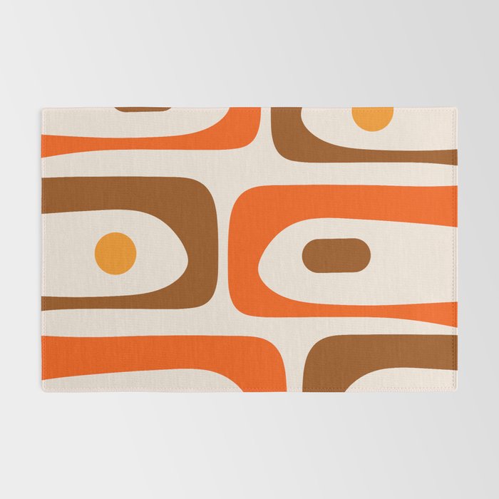 Retro 70s Minimalist Mid Century Modern Piquet Abstract in 1970s Brown and Orange Tones Rug Gallery Image 2