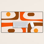 Retro 70s Minimalist Mid Century Modern Piquet Abstract in 1970s Brown and Orange Tones Desk Mat Gallery Image 1