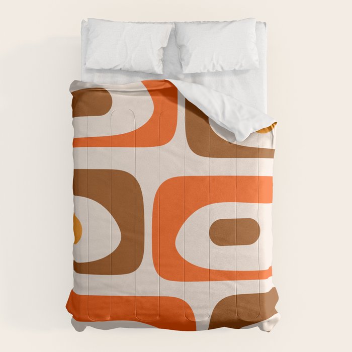 Retro 70s Minimalist Mid Century Modern Piquet Abstract in 1970s Brown and Orange Tones Comforter Gallery Image 1