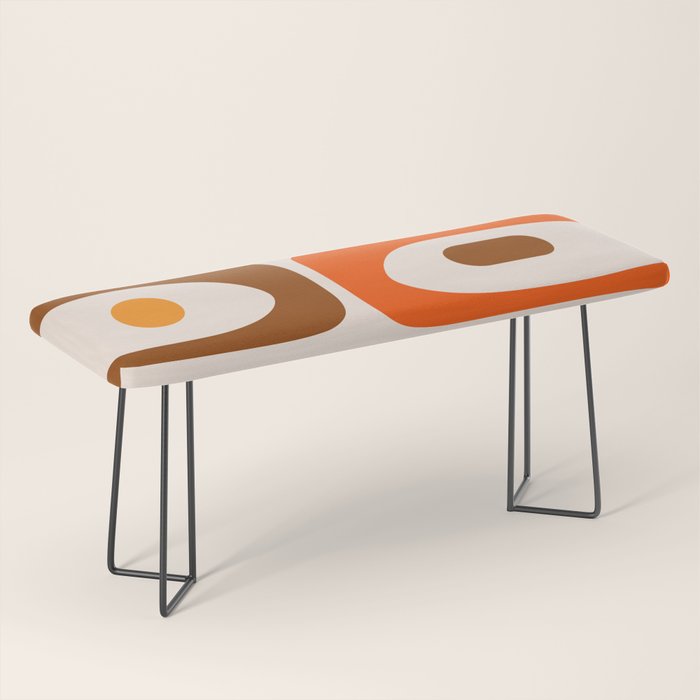 Retro 70s Minimalist Mid Century Modern Piquet Abstract in 1970s Brown and Orange Tones Bench Gallery Image 1
