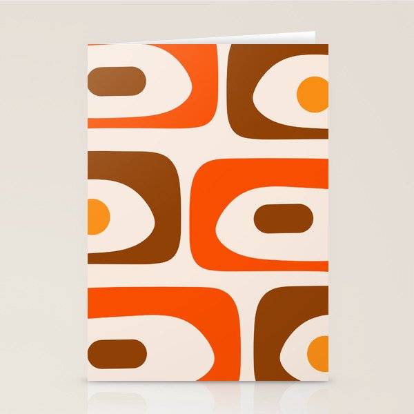 Retro 70s Minimalist Mid Century Modern Piquet Abstract in 1970s Brown and Orange Tones Stationery Card Gallery Image 2