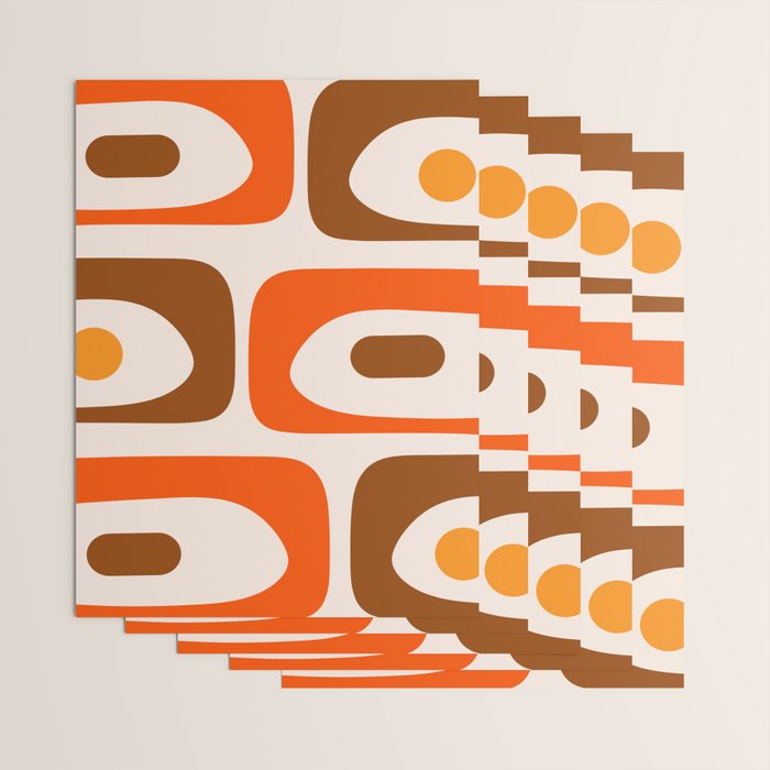 Retro 70s Minimalist Mid Century Modern Piquet Abstract in 1970s Brown and Orange Tones Wrapping Paper Gallery Image 3