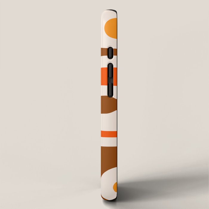 Retro 70s Minimalist Mid Century Modern Piquet Abstract in 1970s Brown and Orange Tones iPhone Case Gallery Image 2