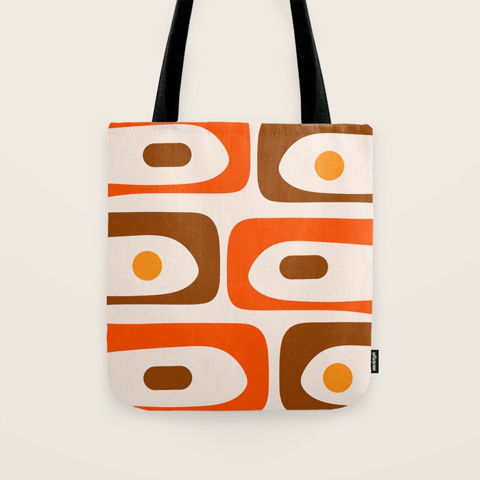 Retro 70s Minimalist Mid Century Modern Piquet Abstract in 1970s Brown and Orange Tones Tote Bag Gallery Image 1