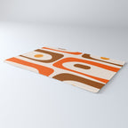 Retro 70s Minimalist Mid Century Modern Piquet Abstract in 1970s Brown and Orange Tones Rug Gallery Image 3