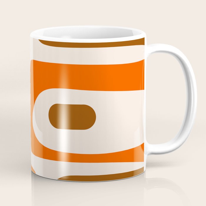 Retro 70s Minimalist Mid Century Modern Piquet Abstract in 1970s Brown and Orange Tones Coffee Mug Gallery Image 1