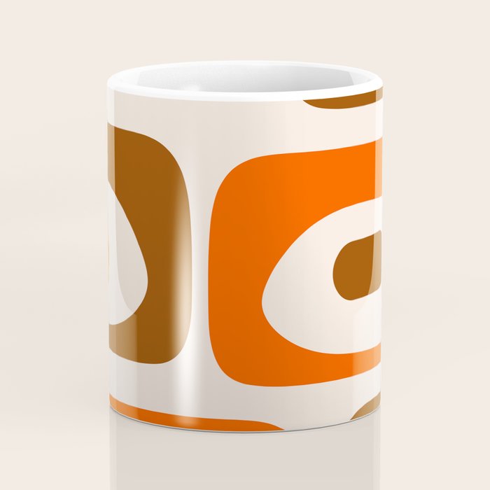 Retro 70s Minimalist Mid Century Modern Piquet Abstract in 1970s Brown and Orange Tones Coffee Mug Gallery Image 4