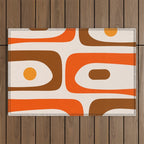 Retro 70s Minimalist Mid Century Modern Piquet Abstract in 1970s Brown and Orange Tones Outdoor Rug Gallery Image 1