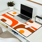 Retro 70s Minimalist Mid Century Modern Piquet Abstract in 1970s Brown and Orange Tones Desk Mat Gallery Image 2