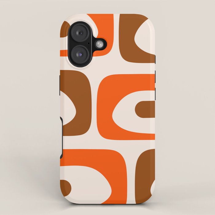 Retro 70s Minimalist Mid Century Modern Piquet Abstract in 1970s Brown and Orange Tones iPhone Case Gallery Image 1