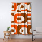 Retro 70s Minimalist Mid Century Modern Piquet Abstract in 1970s Brown and Orange Tones Window Curtain Gallery Image 5