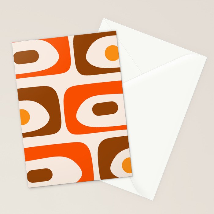 Retro 70s Minimalist Mid Century Modern Piquet Abstract in 1970s Brown and Orange Tones Stationery Card Gallery Image 2