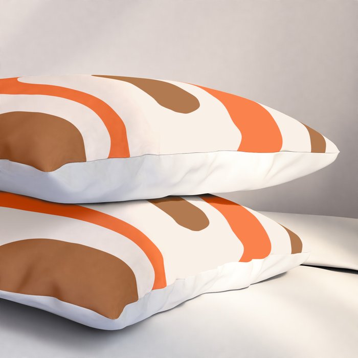 Retro 70s Minimalist Mid Century Modern Piquet Abstract in 1970s Brown and Orange Tones Pillow Sham Gallery Image 3