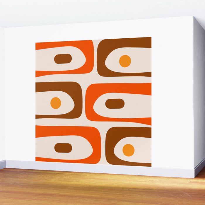 Retro 70s Minimalist Mid Century Modern Piquet Abstract in 1970s Brown and Orange Tones Wall Mural Gallery Image 2
