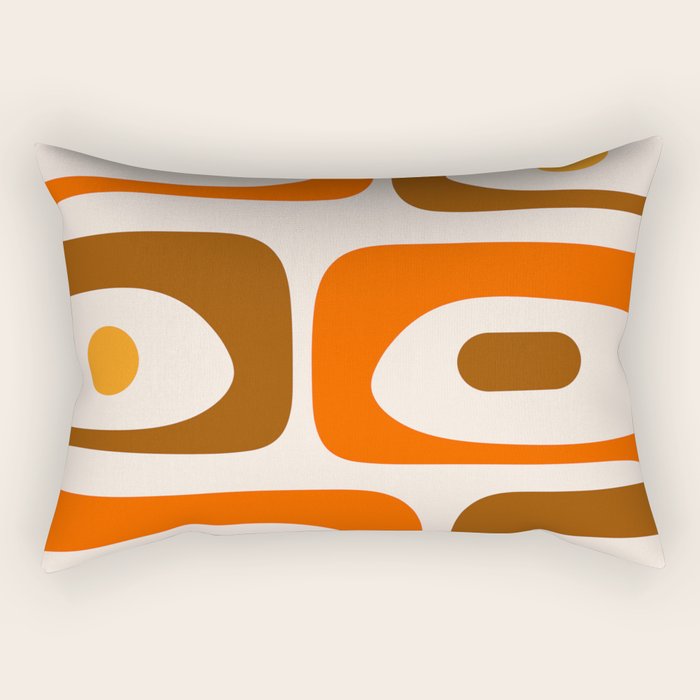 Retro 70s Minimalist Mid Century Modern Piquet Abstract in 1970s Brown and Orange Tones Rectangular Pillow Gallery Image 1