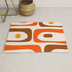 Retro 70s Minimalist Mid Century Modern Piquet Abstract in 1970s Brown and Orange Tones Rug Gallery Image 1