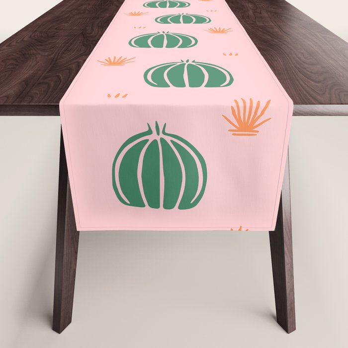 Vintage succulent cactus plant pattern Table Runner Gallery Image 1