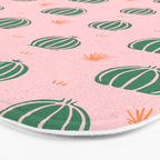 Vintage succulent cactus plant pattern Bath Mat Gallery Image 3