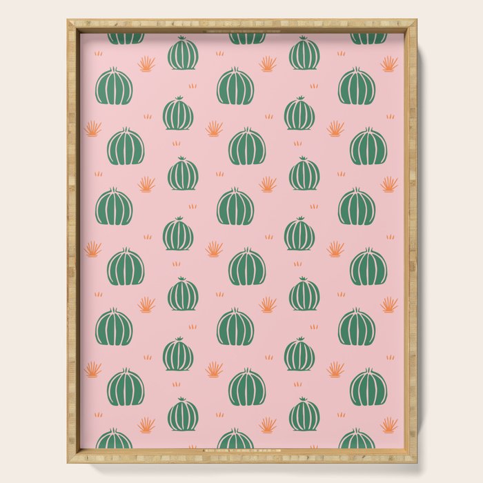 Vintage succulent cactus plant pattern Serving Tray Gallery Image 1