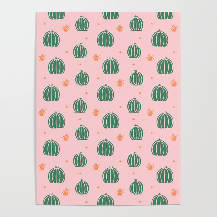 Vintage succulent cactus plant pattern Poster Gallery Image 1
