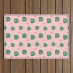 Vintage succulent cactus plant pattern Outdoor Rug Gallery Image 1