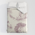 Toile de Jouy Vintage French Plum Cream Pastoral Pattern Duvet Cover Gallery Image 6