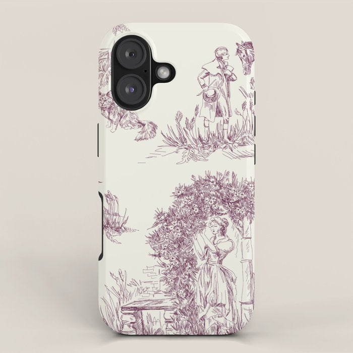 Toile de Jouy Vintage French Plum Cream Pastoral Pattern iPhone Case Gallery Image 1