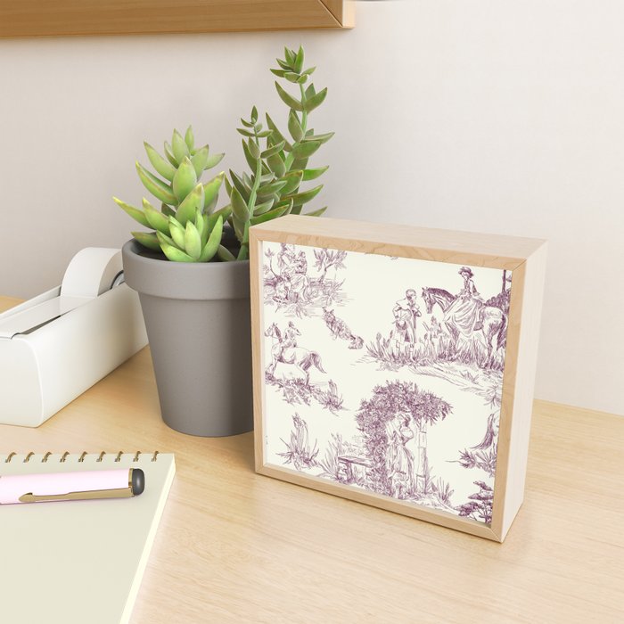 Toile de Jouy Vintage French Plum Cream Pastoral Pattern Mini Art Print Gallery Image 2