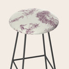 Toile de Jouy Vintage French Plum Cream Pastoral Pattern Stool Gallery Image 2