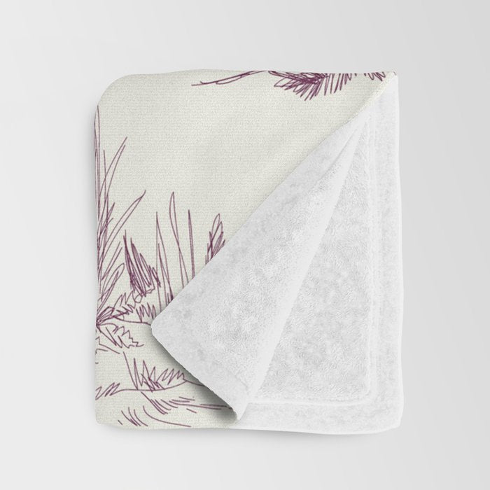 Toile de Jouy Vintage French Plum Cream Pastoral Pattern Throw Blanket Gallery Image 3