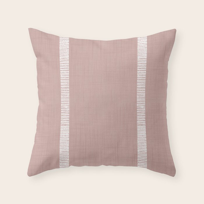 Modern Boho Serenity Stripes Mauve Throw Pillow Gallery Image 6