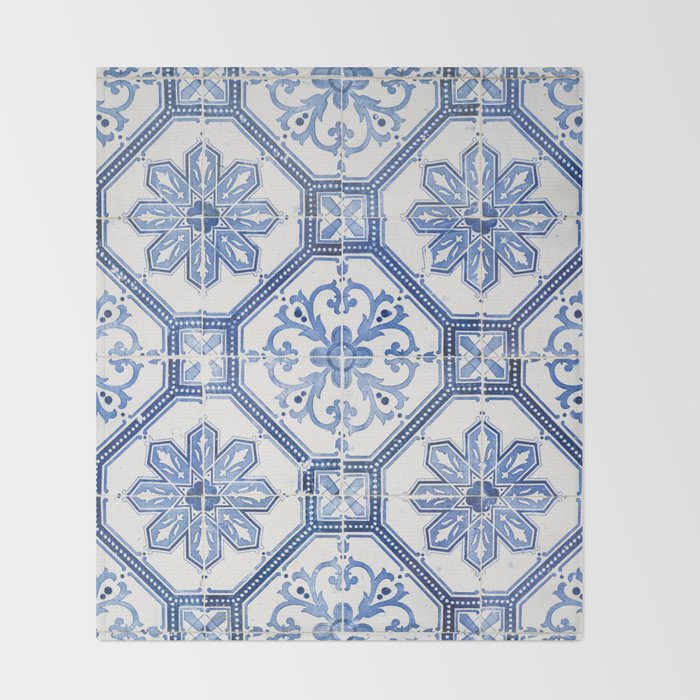 Blue Portugese Tile Pattern | Colorful Travel Photography in Portugal | Azulejos House Design Art Print Throw Blanket Gallery Image 2