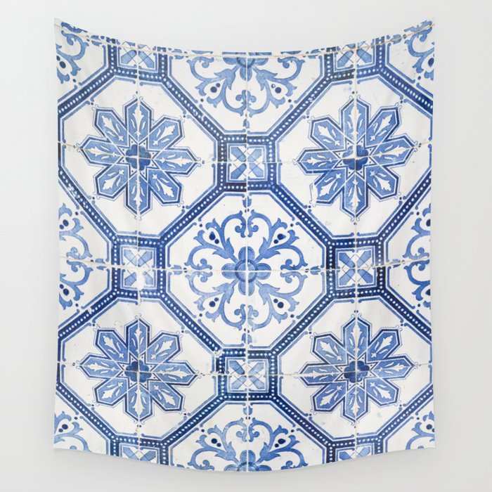 Blue Portugese Tile Pattern | Colorful Travel Photography in Portugal | Azulejos House Design Art Print Wall Tapestry Gallery Image 4