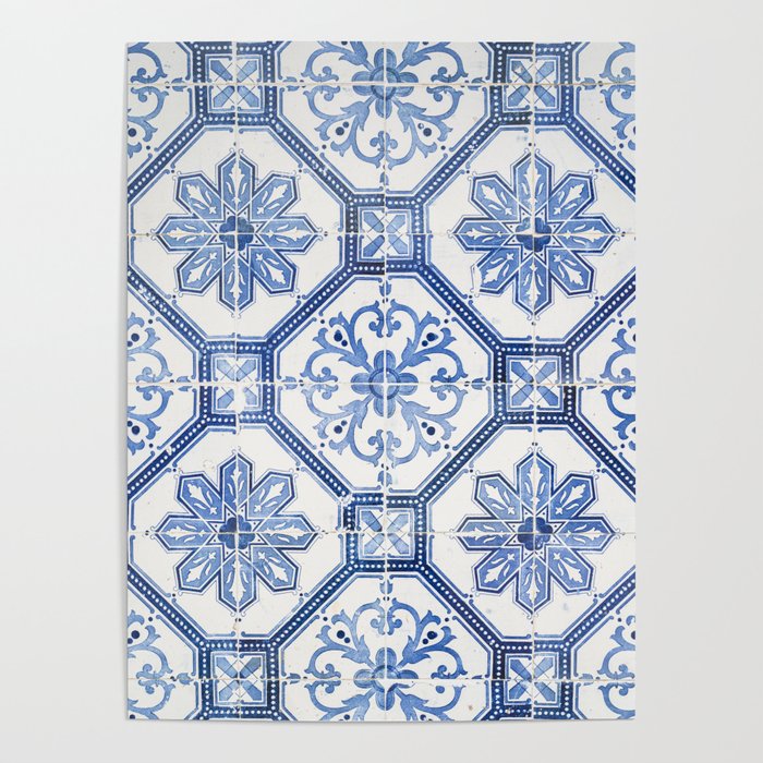Blue Portugese Tile Pattern | Colorful Travel Photography in Portugal | Azulejos House Design Art Print Poster Gallery Image 1