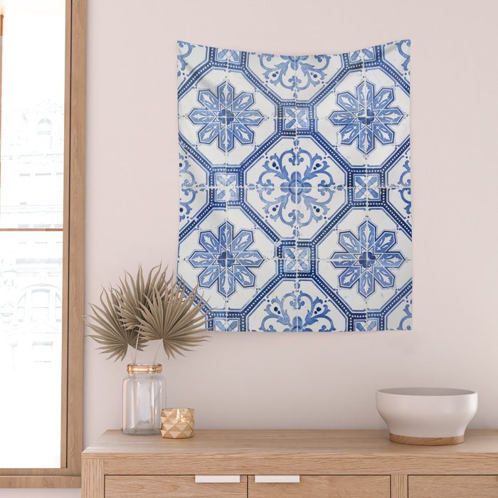 Blue Portugese Tile Pattern | Colorful Travel Photography in Portugal | Azulejos House Design Art Print Wall Tapestry Gallery Image 2