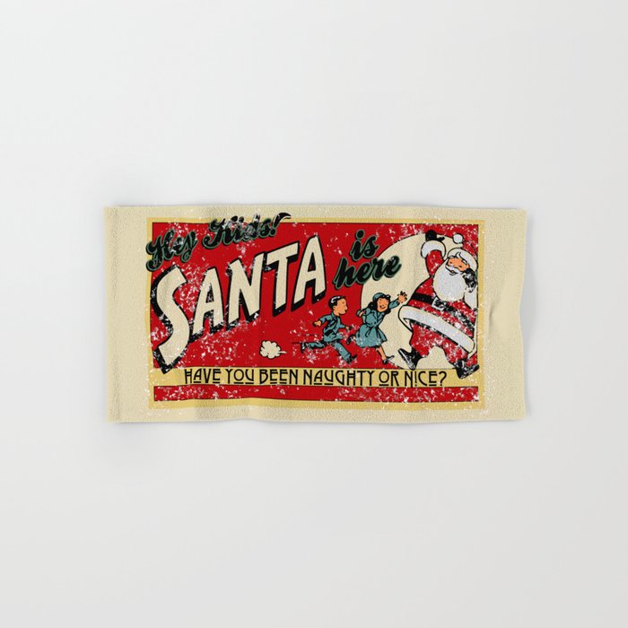 Naughty or Nice?, Vintage Santa Poster Bath Towel Gallery Image 1