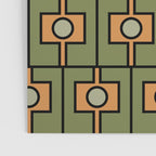 Mid Century Modern Rektangel Geometric Pattern in Vintage Green and Cantaloupe Orange Poster Gallery Image 3