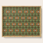 Mid Century Modern Rektangel Geometric Pattern in Vintage Green and Cantaloupe Orange Serving Tray Gallery Image 1