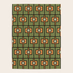 Mid Century Modern Rektangel Geometric Pattern in Vintage Green and Cantaloupe Orange Poster Gallery Image 4