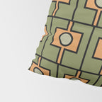 Mid Century Modern Rektangel Geometric Pattern in Vintage Green and Cantaloupe Orange Pillow Sham Gallery Image 4