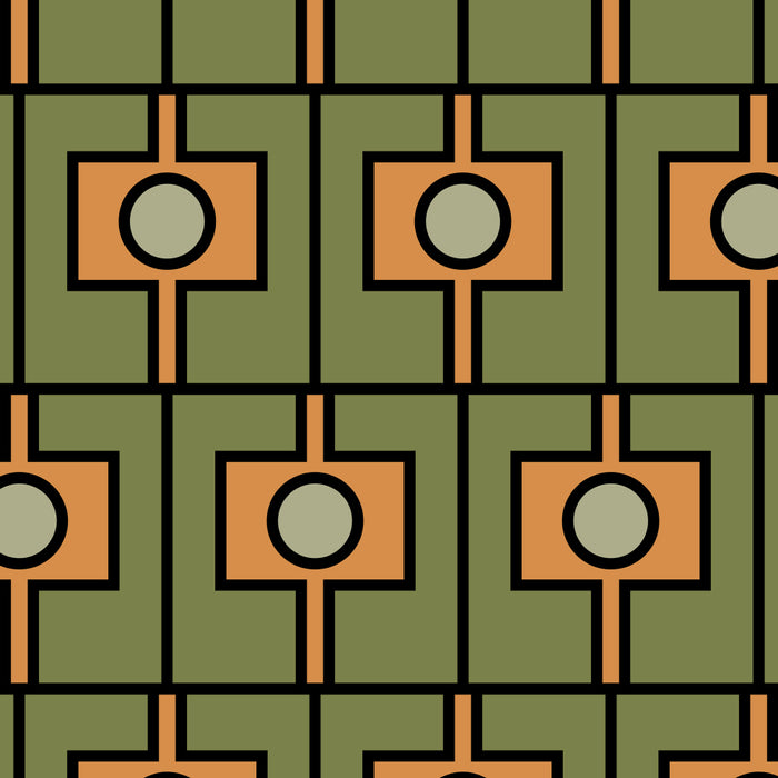 Mid Century Modern Rektangel Geometric Pattern in Vintage Green and Cantaloupe Orange Coffee Mug Gallery Image 2