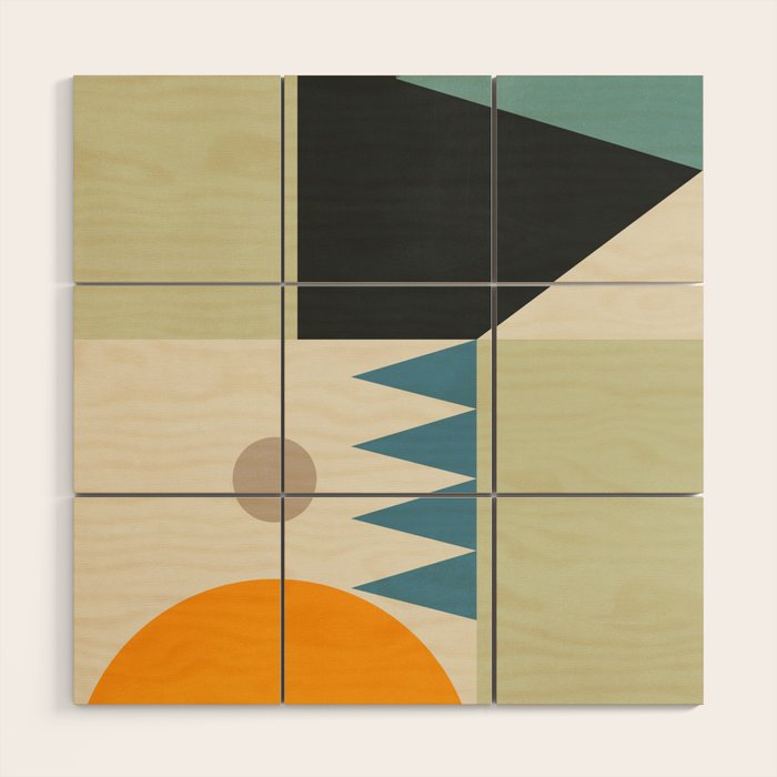 Abstract Geometric Shapes 26 Wood Wall Art Gallery Image 1