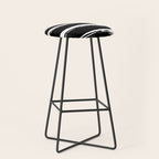 Stripes Black & White Minimalist Abstract Mid century Ink Art Dark Brush Strokes Stool Gallery Image 1