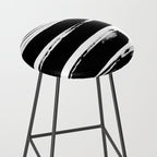 Stripes Black & White Minimalist Abstract Mid century Ink Art Dark Brush Strokes Stool Gallery Image 2