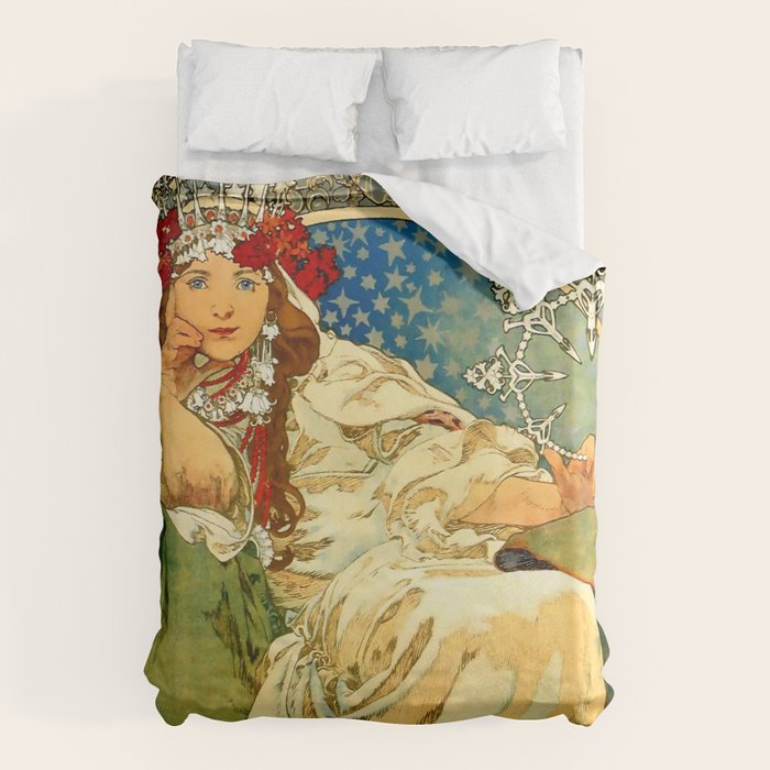Alphonse Mucha  "Princess Hyacinth" Duvet Cover Gallery Image 6