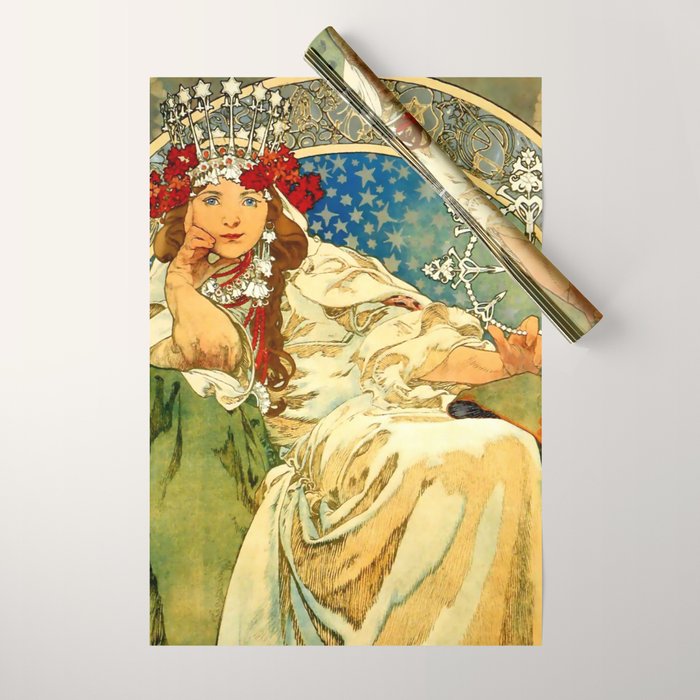 Alphonse Mucha  "Princess Hyacinth" Wrapping Paper Gallery Image 1