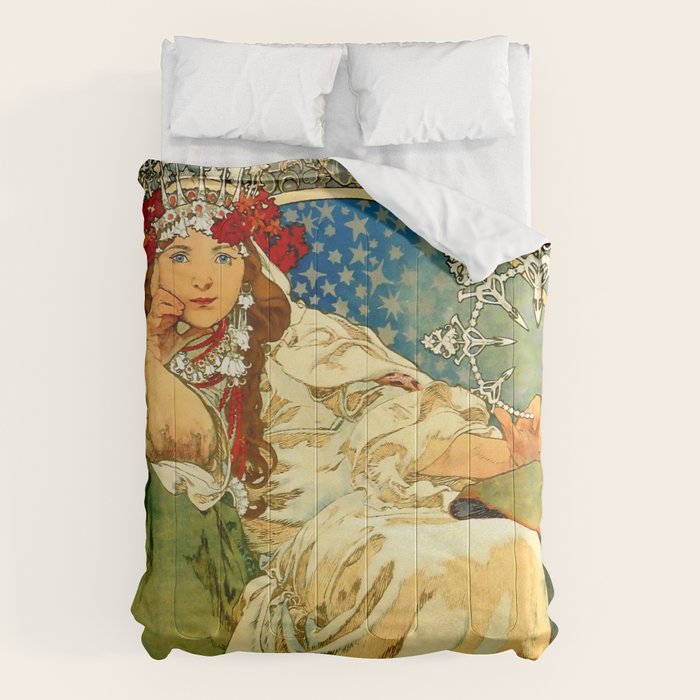 Alphonse Mucha  "Princess Hyacinth" Comforter Gallery Image 1